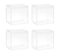 Keboyoe 4 Pezzi Scatola Acrilica con Coperchio, 8,5 x 8,5 x 8,5 cm, Piccole Scatole Acriliche Trasparenti Scatole Regalo a Cubo in Acrilico per Conservare Cgioielli,Dolciumi,Giocattoli,Bomboniere