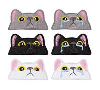 Keboyoe 6 Pezzi Toppe per il Viso di Gatto Gatto Toppe Carine a Forma Di Cartone Animato Gatto Toppa Ricamata Toppe Ricamate per Gatti per Zaini, Camicie, Jeans, Giacche, Cappelli, Gilet, Vestiti