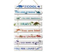 Keboyoe Dinosauri Targa in Legno da Appendere Decorazione Parete Camera Bambini Insegna da Parete in Legno con Citazioni Motivazionali, Regalo per la Porta per Camere da Letto di Bambini e Bambine