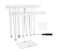 Keboyoe Espositore Trasparente Per Collane 2 piani Elegante Scaffale Collane in Acrilico Organizer Gioielli con 80 Ganci Appendi Collanes Acrilico Porta Collanes per Collani,Bracciali,Anelli,Orecchini
