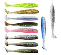 Keboyoe Set di 110 esche in gomma per pesce persico e trota, 7 cm
