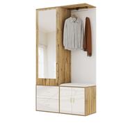 KecDuey Appendiabiti da parete con specchio, scarpiera, scarpiera con ganci e asta appendiabiti allungabile