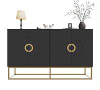 KecDuey Armadietto da sala da pranzo, 140 x 40 x 83 cm, design unico, per cucina, soggiorno (nero)