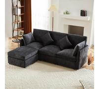 KecDuey Divano a Tre Posti Con Imbottitura, Design Moderno in Ciniglia, a Forma di L, Ad Angolo Con Poggiapiedi, Adatto per Appartamenti (Grigio Scuro)