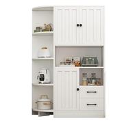 KecDuey Mobile ad angolo moderno, bianco, legno, 104 x 35 x 155 cm, con 3 ante, 2 cassetti, 14 scomparti, libreria