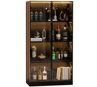 KecDuey Vetrina in vetro 70 x 40 x 160 cm, vetrina con illuminazione a LED, con porta in vetro temperato, telaio in alluminio e striscia luminosa gialla calda integrata su ogni livello: vetrina