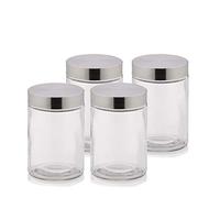 KECKU kela Barattolo Bera, Diametro 11 cm, 1,2 l, Vetro Trasparente, Rotondo, Tappo a Vite in Acciaio Inox, 17869