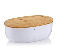 KECKU Kela 12061 Namur Contenitore per Il Pane, Ciotola con Coperchio, plastica/bambù, 37,5 x 23 x 14 cm, Beige, plastica, Bianco, 37,5 x 23 x 14 cm