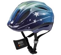 KED Meggy III Trend, Casco da Bicicletta Kids Youth, Stelle Blu Verde, 52-58 (M)
