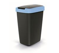 Keden Compacta Q - Pattumiera con coperchio basculante e pieghevole, 12 l, in plastica, per la raccolta dei rifiuti (nero/azzurro)