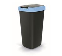 Keden Compacta Q - Pattumiera con coperchio basculante e pieghevole, 25 l, in plastica, per la raccolta dei rifiuti (nero/azzurro)