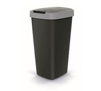Keden Compacta Q - Pattumiera con coperchio basculante e pieghevole, 25 l, in plastica, per la raccolta dei rifiuti (nero/grigio liscio)