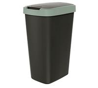 Keden Compacta Q - Pattumiera con coperchio basculante e pieghevole, 45 l, in plastica, per la raccolta dei rifiuti (nero/verde chiaro)