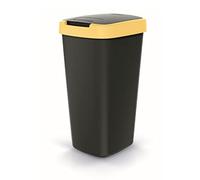 Keden Compacta Q - Pattumiera con coperchio basculante e pieghevole, in plastica, 25 l, colore: Nero/Giallo chiaro