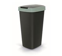 Keden Compacta Q - Pattumiera con coperchio basculante e pieghevole, in plastica, 25 l, colore: Nero/Verde chiaro