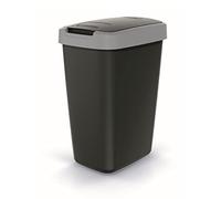 Keden Compacta Q - Pattumiera con coperchio basculante e ribaltabile, 12 l, in plastica, per la raccolta differenziata (nero/grigio liscio)