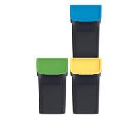Keden Set di contenitori per rifiuti Stackbox Raccolta differenziata Telaio rimovibile per Sacchetto Coperchi colorati (3x20 l, nero)