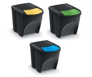 Keden Sortibox Set di contenitori per la raccolta differenziata Impilabile (3, 25l)