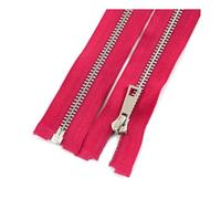 KEDFZY Cerniera in Metallo da 2 Pezzi, 5#, Adatta per Giacche, Lunghezza 40-80 cm, Design Aperto in Argento a Un Dente, per Cucire Indumenti e Riparare Cerniere.RoseRed,40 Centimetri