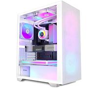 KEDIERS Case PC - 6 ventole PWM preinstallate, custodia da gioco ATX Mid Tower Case per computer a rete con aperture laterali in vetro temperato, G300, bianco