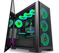 KEDIERS Case PC- preinstallato 6 ventole ARGB, ATX Mid Tower Gaming case, con doppio vetro temperato full screen (Nero, C710)