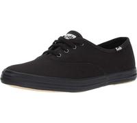 Keds Champion Canvas Lace Up, Scarpe da Ginnastica Donna, Tomaia Nera Suola Nera, 40 EU Larga