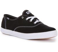 KEDS Champion Basso con Lacci Casual Tela Scarpe Nere Da Donna UK 3 - 8