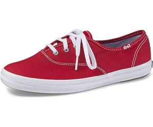 Keds Champion-Scarpe Stringate Ginnastica Donna, Tela Rossa, 41.5 EU X-Larga