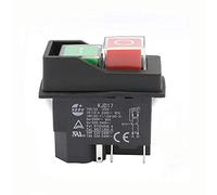 KEDU KJD17 - Interruttore a pulsante elettromagnetico impermeabile a 4 poli, AC250 V, 16 A, interruttore di sicurezza per macchina (5 pin)