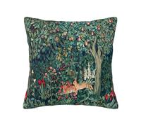 Keebik William Morris, federa per cuscino con volpe e lepri blu e verdi con motivo floreale e fiori per decorare la casa, soggiorno, letto, divano, auto, 45,7 x 45,7 cm