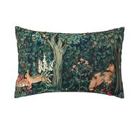 Keebik William Morris, federa per cuscino con volpe e lepri blu verde floreale foresta decorativa per esterni, morbida, decorazione per casa, soggiorno, letto, divano, auto, 30,5 x 50,8 cm