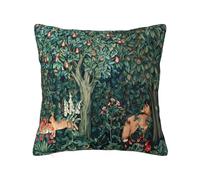 Keebik William Morris - Federa per cuscino decorativa in morbido velluto, motivo floreale con lepri e lepri, per esterni, per letto, divano, auto, 45,7 x 45,7 cm