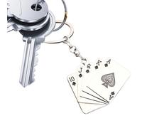 Keechain di poker - Taschia di gioco da gioco con ciondolo in lega di zinco | Porta a tema con carta compatta per adulti, ideale per zaini, borse, chiavi, accessorio regalo elegante per gli ama