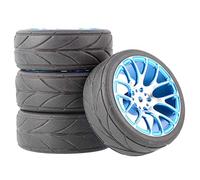 KEEDA Pneumatici da 62 mm e cerchi in metallo per 1/10 RC On Road Drift Touring Car Traxxas HSP HPI Tamiya parti (ruota 7Y, blu)