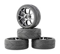 KEEDA Pneumatici da 62 mm e cerchi in metallo per 1/10 RC su strada Drift Touring Car Traxxas HSP HPI Tamiya Parts (ruota 5Y, nero)