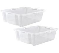 keeeper 2 scatole portaoggetti con manici integrati, dimensioni: XXL, 52 x 43 x 26 cm, 44 litri, trasparenti