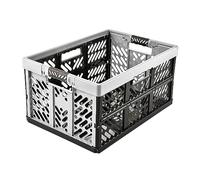 keeeper 4x Robusti Box Contenitori Pieghevoli con Impugnature Soft-touch, 54 x 37 x 28 cm, 45 L, Ben, Grigio Chiaro