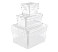 keeeper Box Contenitore con Sistema di Ventilazione, Confezione da 8 Pezzi, 3x 1,7 L, 2x 5,6 L, 3x 18 L, Bea, Trasparente