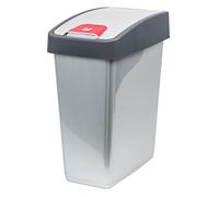 keeeper Cestino Premium con Coperchio Basculante, Soft Touch, 45 L, Magne, Argentato