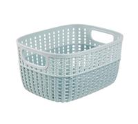 keeeper Cesto in stile "effetto maglia", Maniglie laterali, Con fori di ventilazione, Plastica, 3,5 l, Stine, Blu fumo