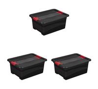 keeeper Contenitore da Trasporto con Coperchio e Chiusura a Scatto, Stabilità Extra, 39,5 x 29,5 x 17,5 cm, 12 L, Eckhart, Grigio Grafite (Confezione da 3)