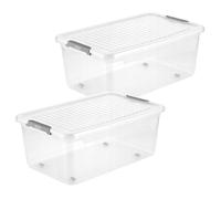 Keeeper Contenitore Leo 37L con Coperchio e Rotelle - Set 2 pezzi Trasparente