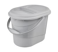 keeeper Contenitore per Rifiuti Organici con Coperchio, 13 l, Contenitore Ovale per Rifiuti, 37 x 29,5 x 27,5 cm, Elsa Eco Line, Grigio (Eco Stone Grey)