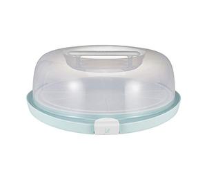 keeeper Contenitore per Torte con Guide per il Taglio e Vassoio di Servizio, Plastica priva di BPA, Piatto, 38 x 37,5 x 13,5 cm, Emilio, Verde menta