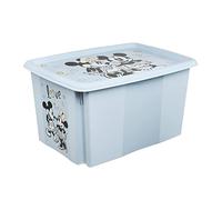 keeeper Contenitore Portaoggetti con Coperchio, Topolino, Rotabile e Impilabile, Per Bambini, 45 L, Karolina, Cloudy Blue (Blu)