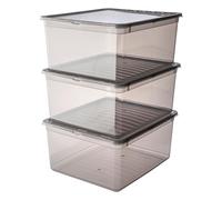 keeeper Contenitori con Sistema di Ventilazione Air Control, Set da 3 Pezzi, 3 x 18 L, Bea, Trasparente