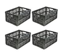 keeeper ida 4x: contenitore pieghevole resistente, 32 l, ripiegabile per risparmiare spazio, versatile per la casa e l'auto, 48 x 35 x 23 cm, Nero (Black).