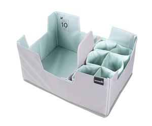 keeeper nea Set Organizzatore Pieghevole per la Spesa XL, 28 l, Con Portabottiglie e Divisorio, Adatto a Box Pieghevoli, 42 x 29,5 x 22,5 cm, Acquamarina