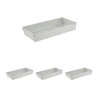 keeeper Organizer per cassetti, Ampliabile a piacere, Plastica resistente (PP), 30 x 15 x 5 cm, Pepe, Argento (Confezione da 4)