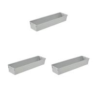 keeeper Organizer per cassetti, Ampliabile a piacere, Plastica resistente (PP), 30 x 8 x 5 cm, Pepe, Argento (Confezione da 3)